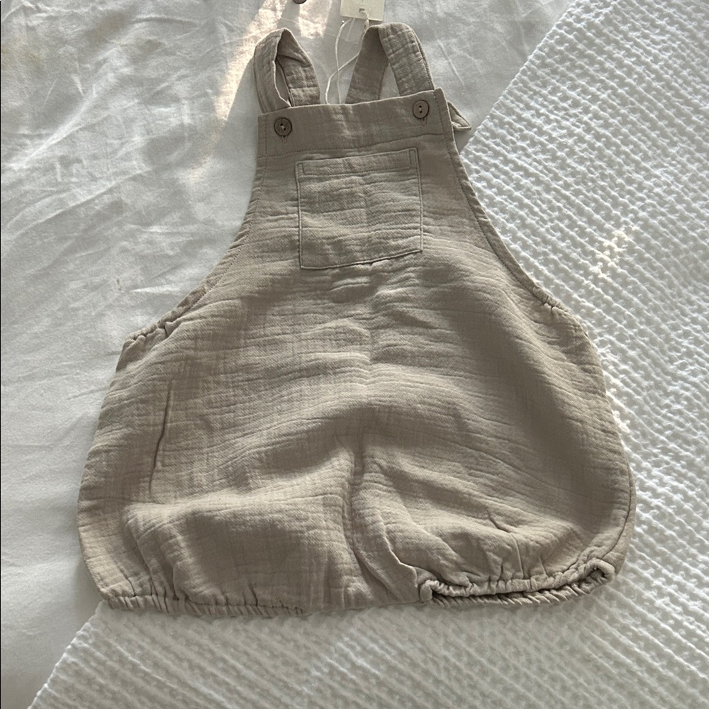 Quincy Mae Kids Tan Overalls size 12-18m
